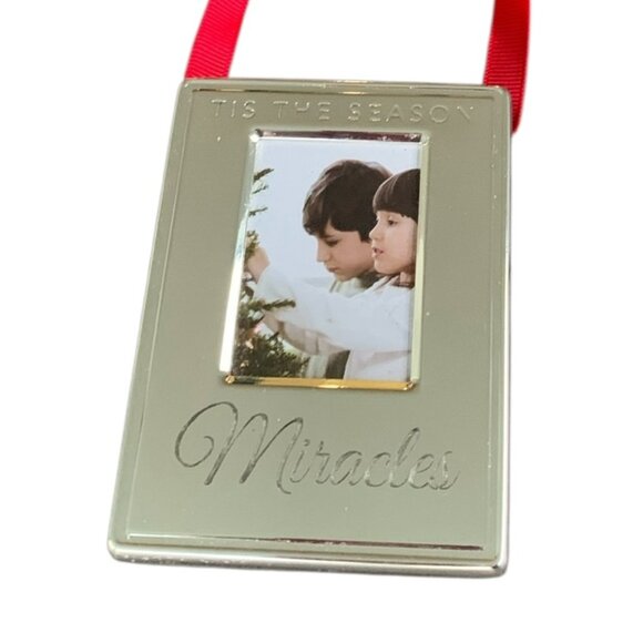 Things Remembered “Miracles” Engraved Silver Photo Frame Christmas Ornament - Picture 3 of 13
